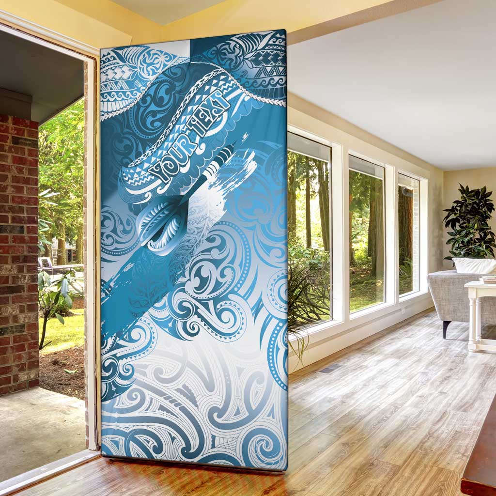 Personalised New Zealand Aotearoa Darts Masters Door Cover Maori Art Tattoo with Tribal Dart Symbol Blue - Polynesian Pride