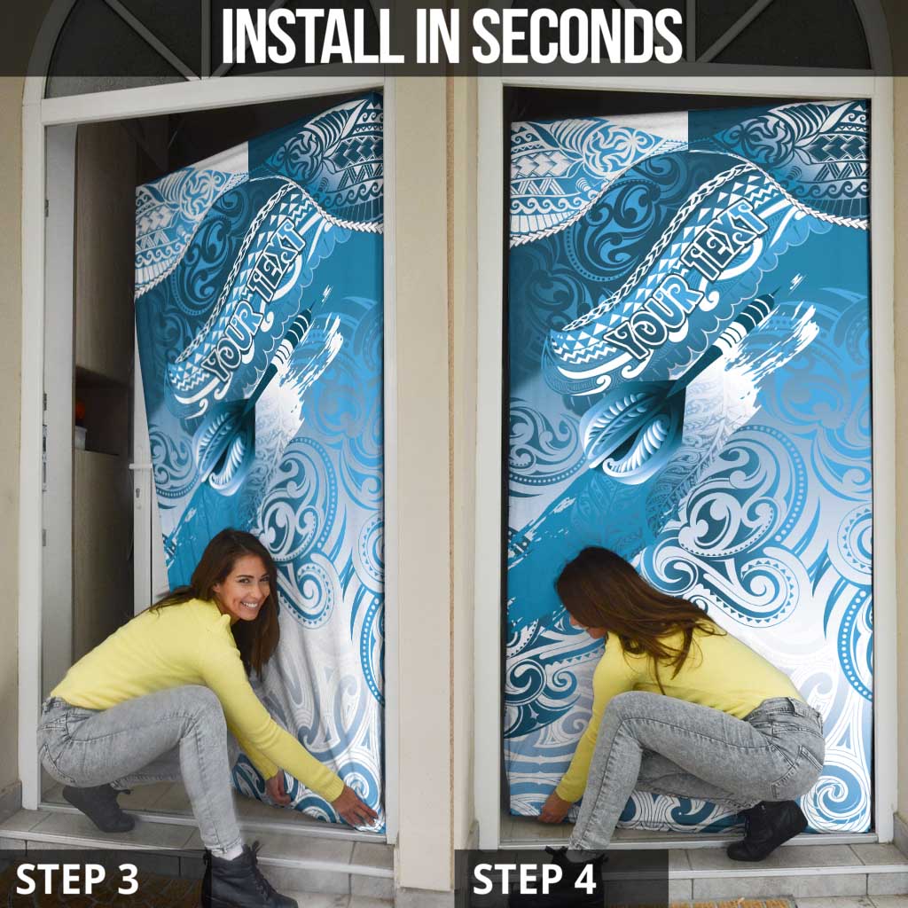 Personalised New Zealand Aotearoa Darts Masters Door Cover Maori Art Tattoo with Tribal Dart Symbol Blue - Polynesian Pride