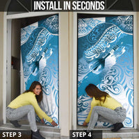 Personalised New Zealand Aotearoa Darts Masters Door Cover Maori Art Tattoo with Tribal Dart Symbol Blue - Polynesian Pride