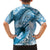 Personalised New Zealand Aotearoa Darts Masters Family Matching Off Shoulder Short Dress and Hawaiian Shirt Maori Art Tattoo with Tribal Dart Symbol Blue - Polynesian Pride