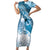 Personalised New Zealand Aotearoa Darts Masters Family Matching Short Sleeve Bodycon Dress and Hawaiian Shirt Maori Art Tattoo with Tribal Dart Symbol Blue - Polynesian Pride