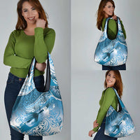 Personalised New Zealand Aotearoa Darts Masters Grocery Bag Maori Art Tattoo with Tribal Dart Symbol Blue - Polynesian Pride