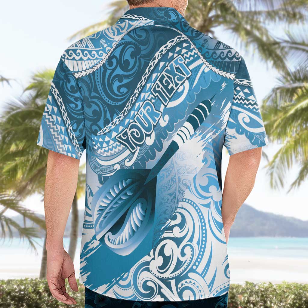 Personalised New Zealand Aotearoa Darts Masters Hawaiian Shirt Maori Art Tattoo with Tribal Dart Symbol Blue - Polynesian Pride
