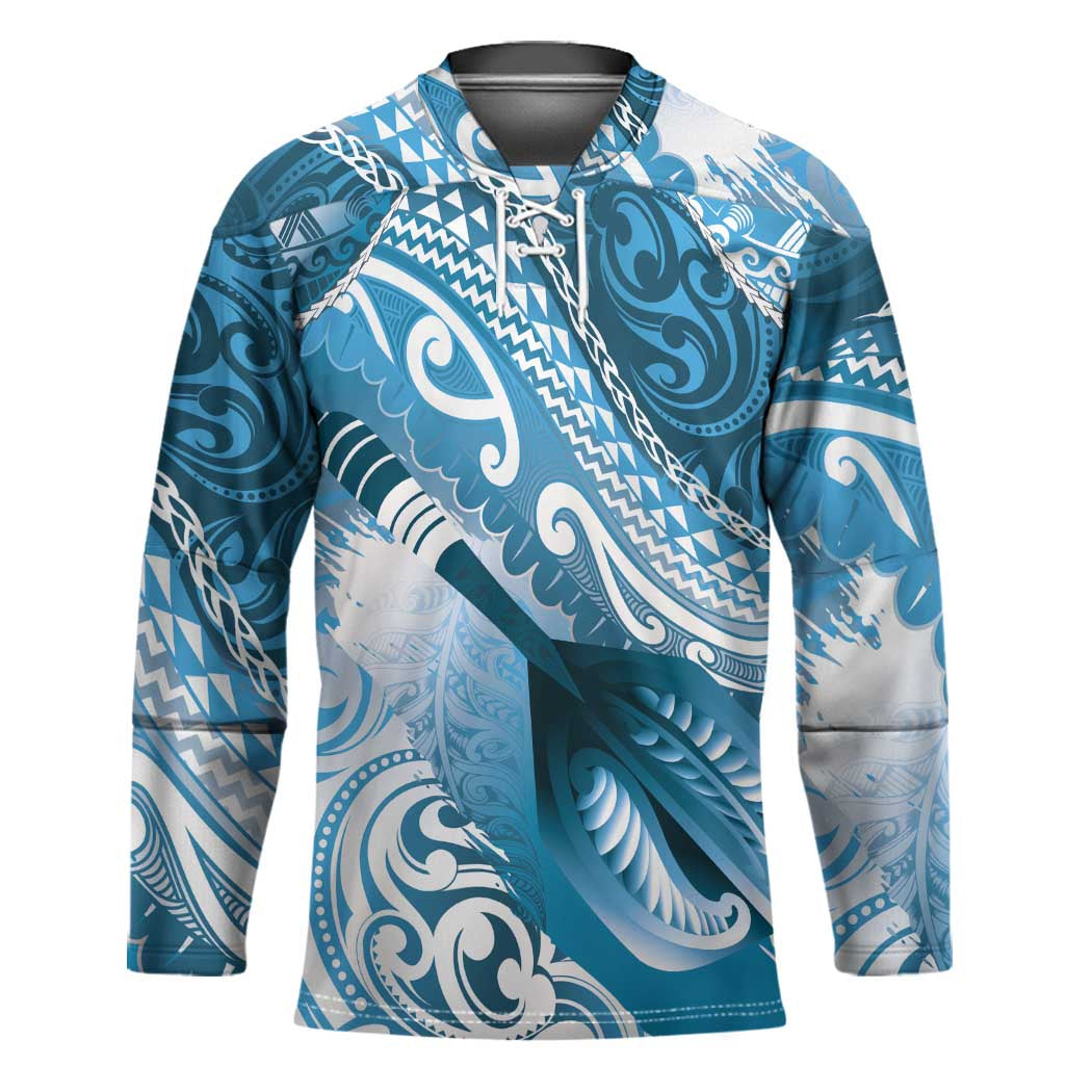 Personalised New Zealand Aotearoa Darts Masters Hockey Jersey Maori Art Tattoo with Tribal Dart Symbol Blue - Polynesian Pride