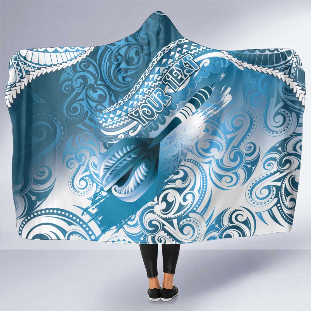 Personalised New Zealand Aotearoa Darts Masters Hooded Blanket Maori Art Tattoo with Tribal Dart Symbol Blue - Polynesian Pride