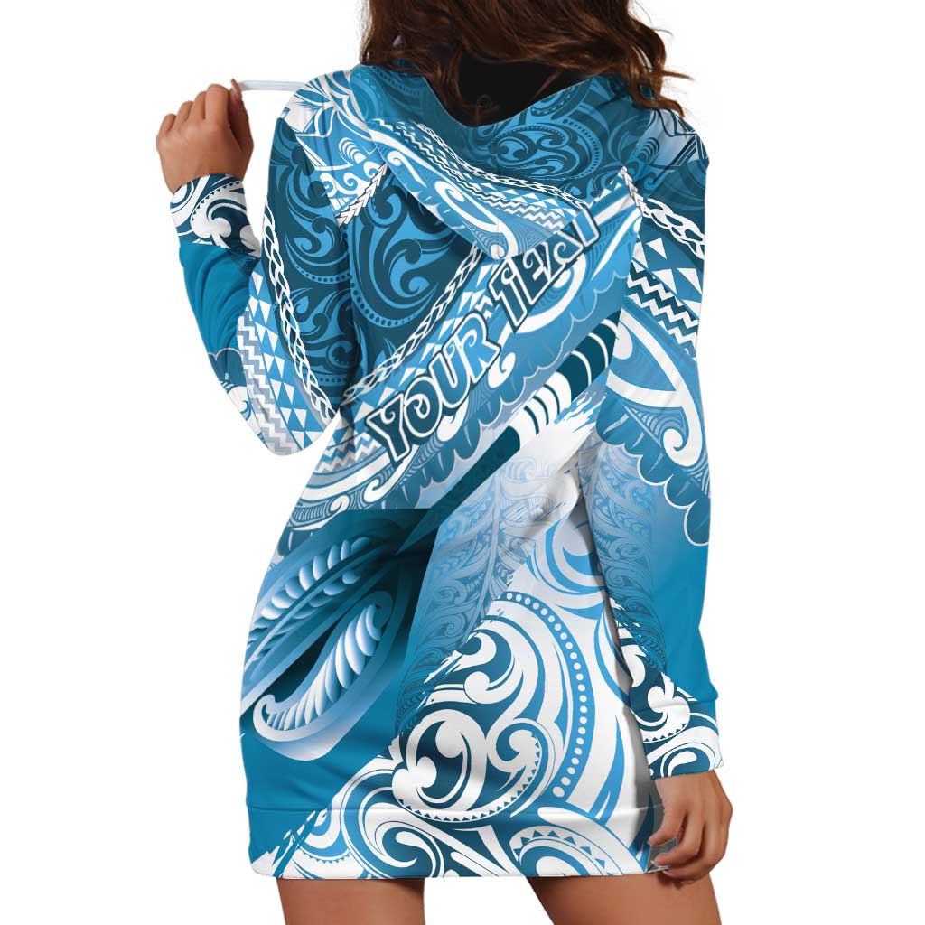 Personalised New Zealand Aotearoa Darts Masters Hoodie Dress Maori Art Tattoo with Tribal Dart Symbol Blue - Polynesian Pride