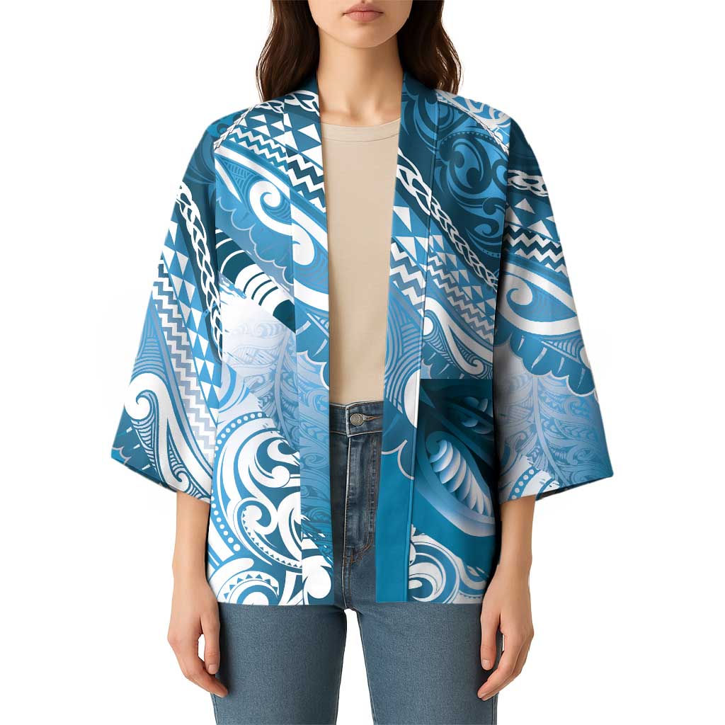 Personalised New Zealand Aotearoa Darts Masters Kimono Maori Art Tattoo with Tribal Dart Symbol Blue - Polynesian Pride