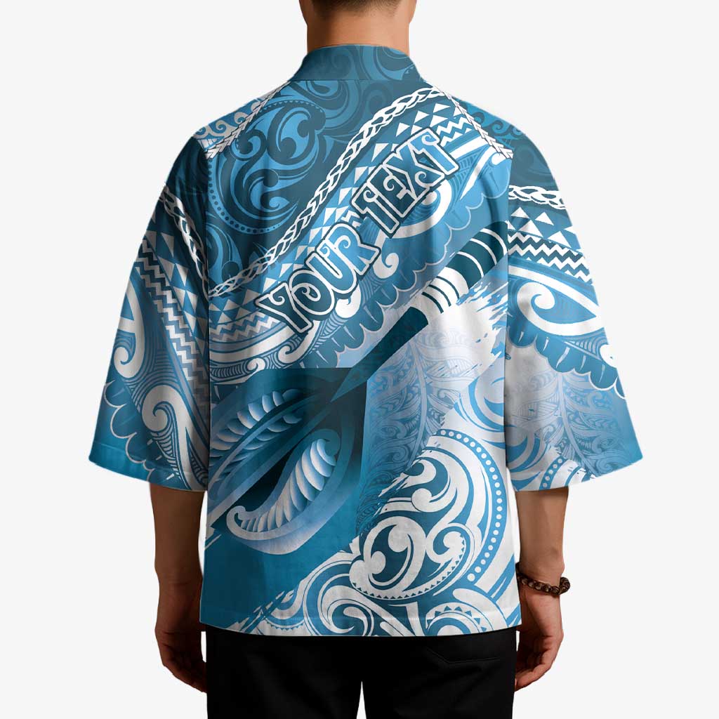 Personalised New Zealand Aotearoa Darts Masters Kimono Maori Art Tattoo with Tribal Dart Symbol Blue - Polynesian Pride