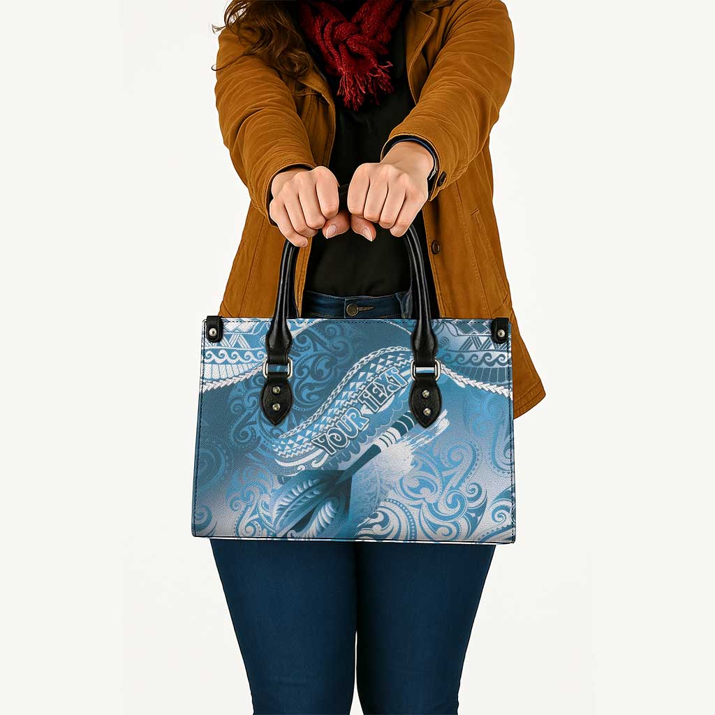 Personalised New Zealand Aotearoa Darts Masters Leather Bag Maori Art Tattoo with Tribal Dart Symbol Blue - Polynesian Pride