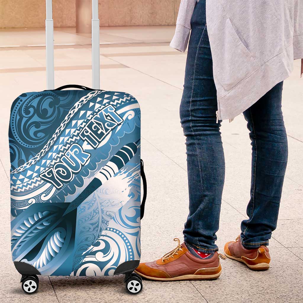 Personalised New Zealand Aotearoa Darts Masters Luggage Cover Maori Art Tattoo with Tribal Dart Symbol Blue - Polynesian Pride