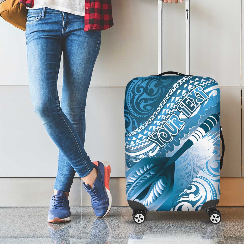 Personalised New Zealand Aotearoa Darts Masters Luggage Cover Maori Art Tattoo with Tribal Dart Symbol Blue - Polynesian Pride