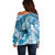 Personalised New Zealand Aotearoa Darts Masters Off Shoulder Sweater Maori Art Tattoo with Tribal Dart Symbol Blue - Polynesian Pride