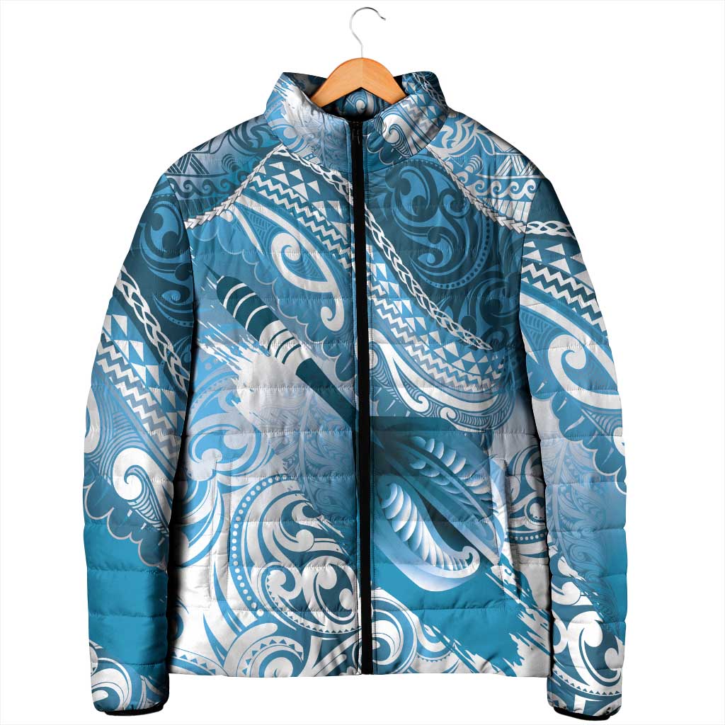 Personalised New Zealand Aotearoa Darts Masters Padded Jacket Maori Art Tattoo with Tribal Dart Symbol Blue - Polynesian Pride