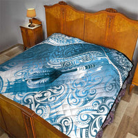 Personalised New Zealand Aotearoa Darts Masters Quilt Maori Art Tattoo with Tribal Dart Symbol Blue - Polynesian Pride