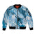 Personalised New Zealand Aotearoa Darts Masters Sleeve Zip Bomber Jacket Maori Art Tattoo with Tribal Dart Symbol Blue - Polynesian Pride
