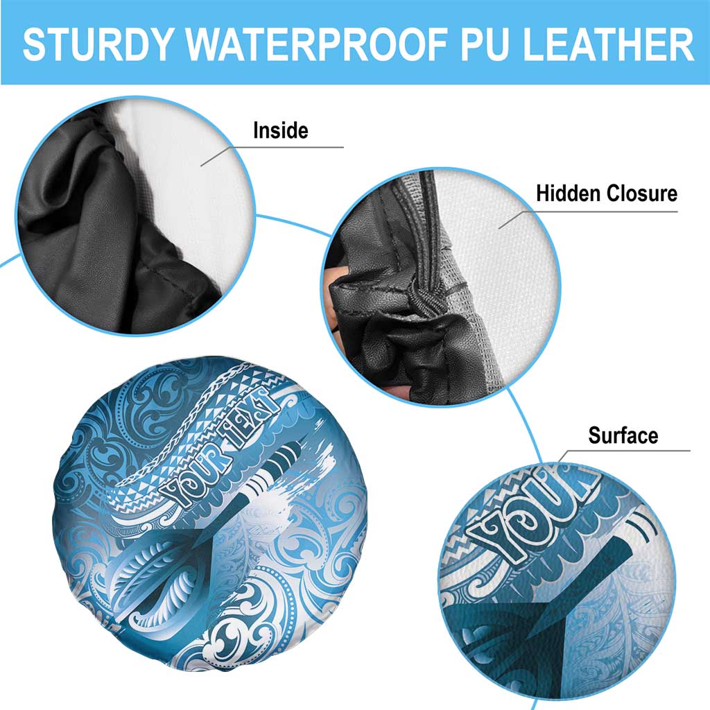 Personalised New Zealand Aotearoa Darts Masters Spare Tire Cover Maori Art Tattoo with Tribal Dart Symbol Blue - Polynesian Pride