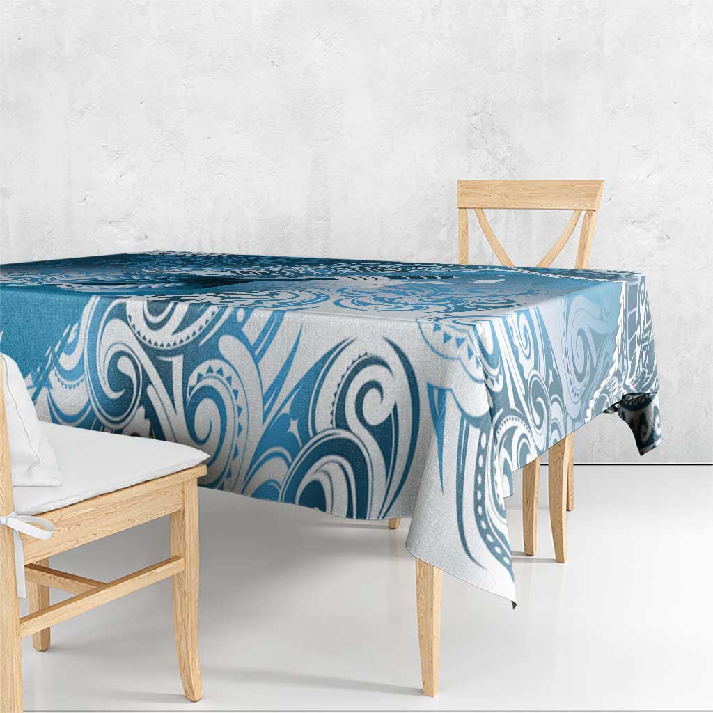 Personalised New Zealand Aotearoa Darts Masters Tablecloth Maori Art Tattoo with Tribal Dart Symbol Blue - Polynesian Pride