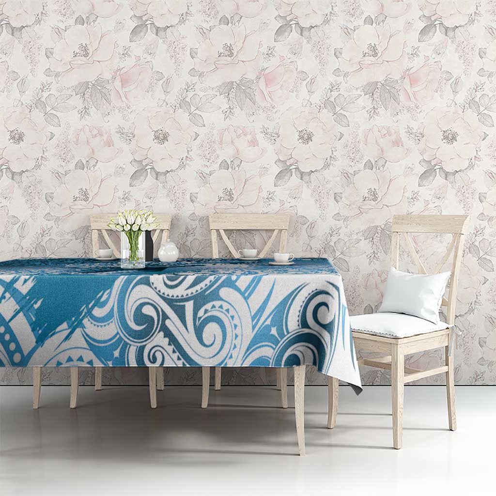 Personalised New Zealand Aotearoa Darts Masters Tablecloth Maori Art Tattoo with Tribal Dart Symbol Blue - Polynesian Pride