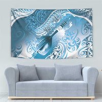 Personalised New Zealand Aotearoa Darts Masters Tapestry Maori Art Tattoo with Tribal Dart Symbol Blue - Polynesian Pride