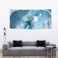 Personalised New Zealand Aotearoa Darts Masters Tapestry Maori Art Tattoo with Tribal Dart Symbol Blue - Polynesian Pride