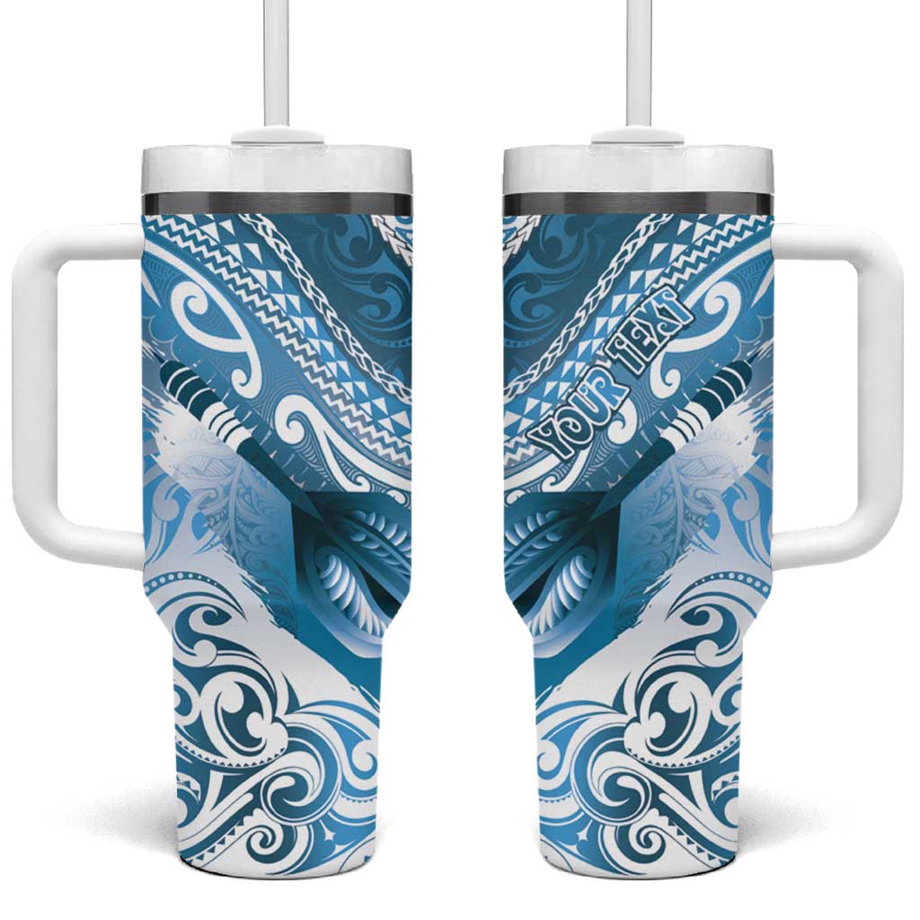 Personalised New Zealand Aotearoa Darts Masters Tumbler With Handle Maori Art Tattoo with Tribal Dart Symbol Blue - Polynesian Pride