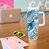 Personalised New Zealand Aotearoa Darts Masters Tumbler With Handle Maori Art Tattoo with Tribal Dart Symbol Blue - Polynesian Pride