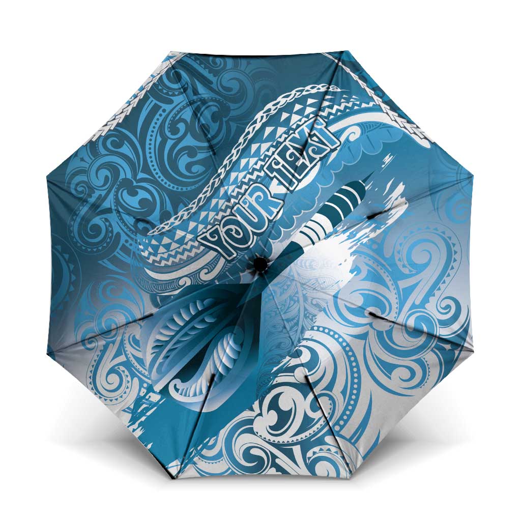 Personalised New Zealand Aotearoa Darts Masters Umbrella Maori Art Tattoo with Tribal Dart Symbol Blue - Polynesian Pride