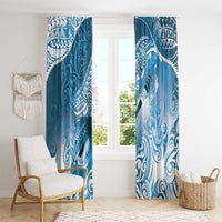 Personalised New Zealand Aotearoa Darts Masters Window Curtain Maori Art Tattoo with Tribal Dart Symbol Blue - Polynesian Pride