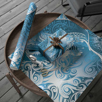 Personalised New Zealand Aotearoa Darts Masters Wrapping Paper Maori Art Tattoo with Tribal Dart Symbol Blue - Polynesian Pride