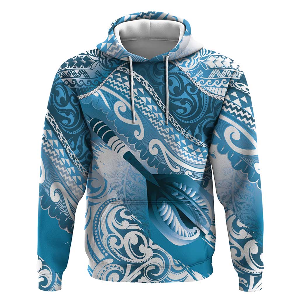 Personalised New Zealand Aotearoa Darts Masters Zip Hoodie Maori Art Tattoo with Tribal Dart Symbol Blue - Polynesian Pride