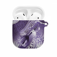 Personalised New Zealand Aotearoa Darts Masters AirPods Case Maori Art Tattoo with Tribal Dart Symbol Purple - Polynesian Pride