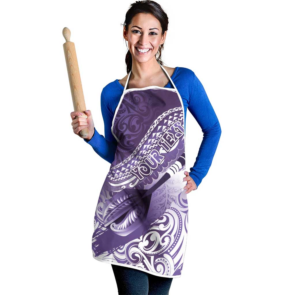 Personalised New Zealand Aotearoa Darts Masters Apron Maori Art Tattoo with Tribal Dart Symbol Purple - Polynesian Pride
