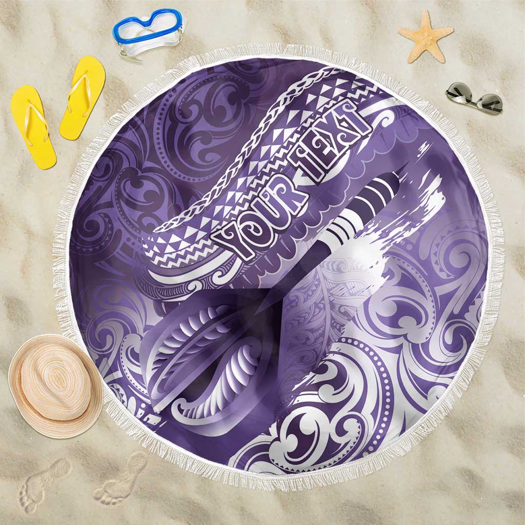 Personalised New Zealand Aotearoa Darts Masters Beach Blanket Maori Art Tattoo with Tribal Dart Symbol Purple - Polynesian Pride