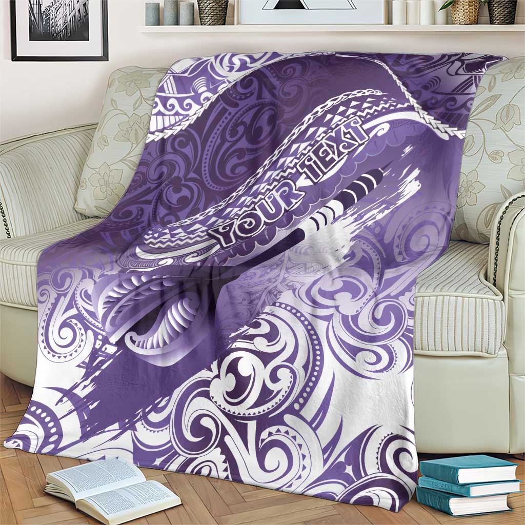 Personalised New Zealand Aotearoa Darts Masters Blanket Maori Art Tattoo with Tribal Dart Symbol Purple - Polynesian Pride