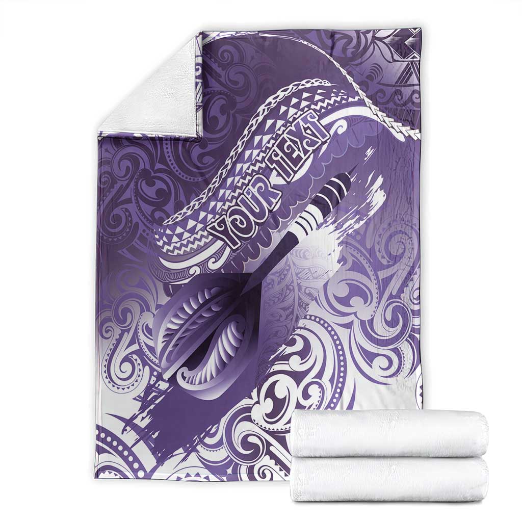 Personalised New Zealand Aotearoa Darts Masters Blanket Maori Art Tattoo with Tribal Dart Symbol Purple - Polynesian Pride