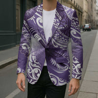 Personalised New Zealand Aotearoa Darts Masters Blazer Maori Art Tattoo with Tribal Dart Symbol Purple - Polynesian Pride