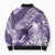 Personalised New Zealand Aotearoa Darts Masters Bomber Puffer Jacket Maori Art Tattoo with Tribal Dart Symbol Purple - Polynesian Pride