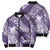 Personalised New Zealand Aotearoa Darts Masters Bomber Puffer Jacket Maori Art Tattoo with Tribal Dart Symbol Purple - Polynesian Pride