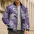 Personalised New Zealand Aotearoa Darts Masters Bomber Puffer Jacket Maori Art Tattoo with Tribal Dart Symbol Purple - Polynesian Pride