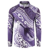 Personalised New Zealand Aotearoa Darts Masters Button Sweatshirt Maori Art Tattoo with Tribal Dart Symbol Purple - Polynesian Pride