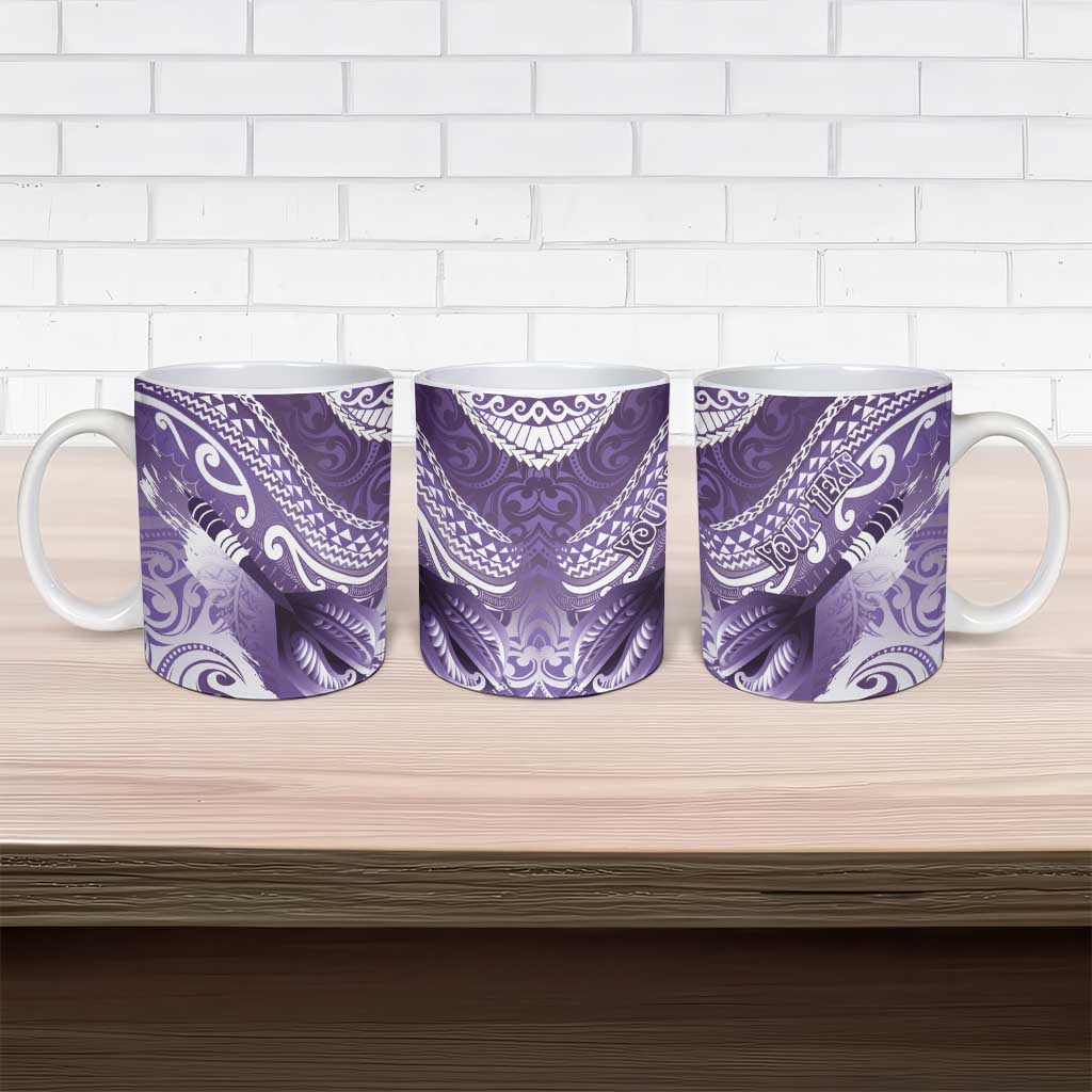 Personalised New Zealand Aotearoa Darts Masters Ceramic Mug Maori Art Tattoo with Tribal Dart Symbol Purple - Polynesian Pride
