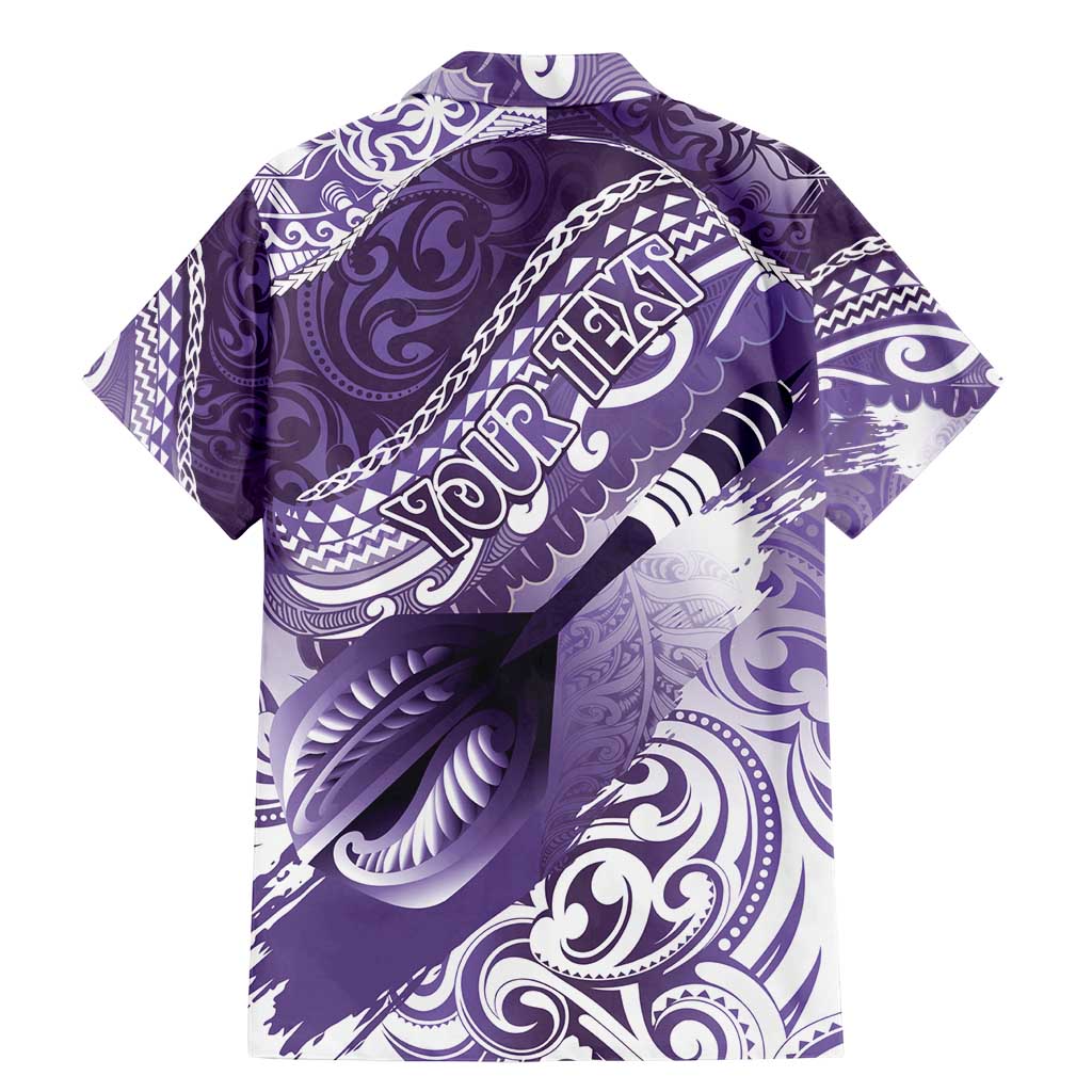 Personalised New Zealand Aotearoa Darts Masters Family Matching Mermaid Dress and Hawaiian Shirt Maori Art Tattoo with Tribal Dart Symbol Purple - Polynesian Pride