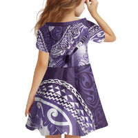 Personalised New Zealand Aotearoa Darts Masters Family Matching Off Shoulder Maxi Dress and Hawaiian Shirt Maori Art Tattoo with Tribal Dart Symbol Purple - Polynesian Pride