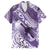 Personalised New Zealand Aotearoa Darts Masters Family Matching Off Shoulder Short Dress and Hawaiian Shirt Maori Art Tattoo with Tribal Dart Symbol Purple - Polynesian Pride