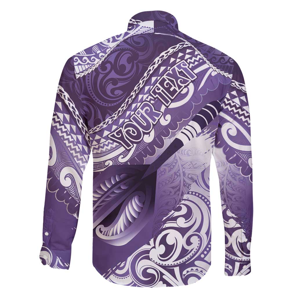 Personalised New Zealand Aotearoa Darts Masters Family Matching Off Shoulder Short Dress and Hawaiian Shirt Maori Art Tattoo with Tribal Dart Symbol Purple - Polynesian Pride