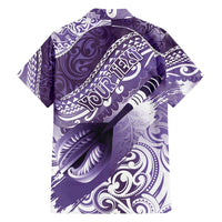 Personalised New Zealand Aotearoa Darts Masters Family Matching Short Sleeve Bodycon Dress and Hawaiian Shirt Maori Art Tattoo with Tribal Dart Symbol Purple - Polynesian Pride