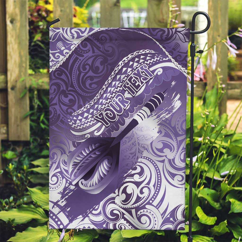 Personalised New Zealand Aotearoa Darts Masters Garden Flag Maori Art Tattoo with Tribal Dart Symbol Purple - Polynesian Pride