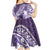 Personalised New Zealand Aotearoa Darts Masters Kid Short Sleeve Dress Maori Art Tattoo with Tribal Dart Symbol Purple - Polynesian Pride