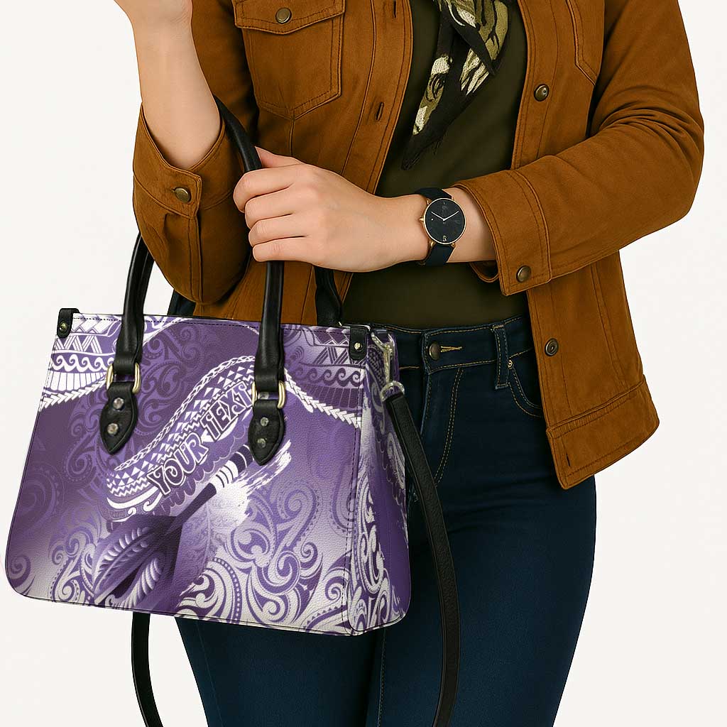 Personalised New Zealand Aotearoa Darts Masters Leather Bag Maori Art Tattoo with Tribal Dart Symbol Purple - Polynesian Pride