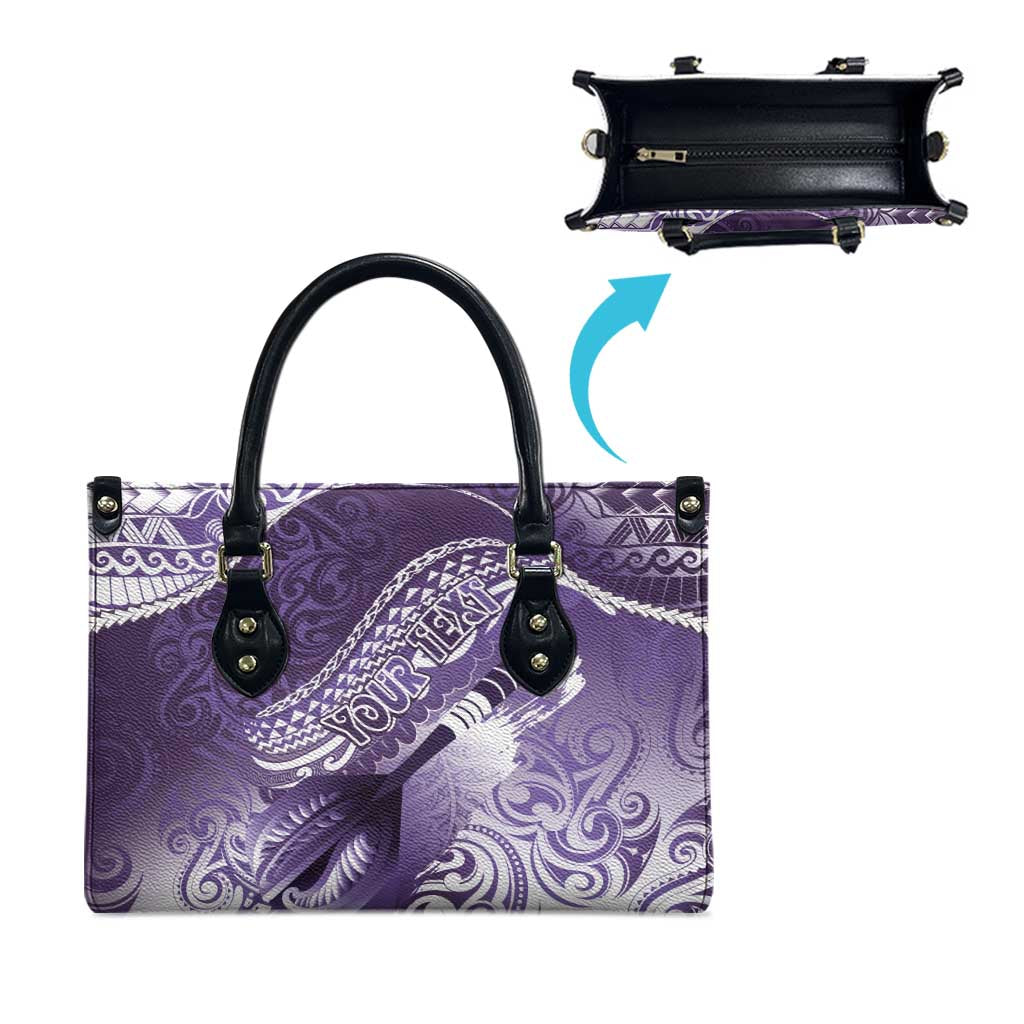 Personalised New Zealand Aotearoa Darts Masters Leather Bag Maori Art Tattoo with Tribal Dart Symbol Purple - Polynesian Pride